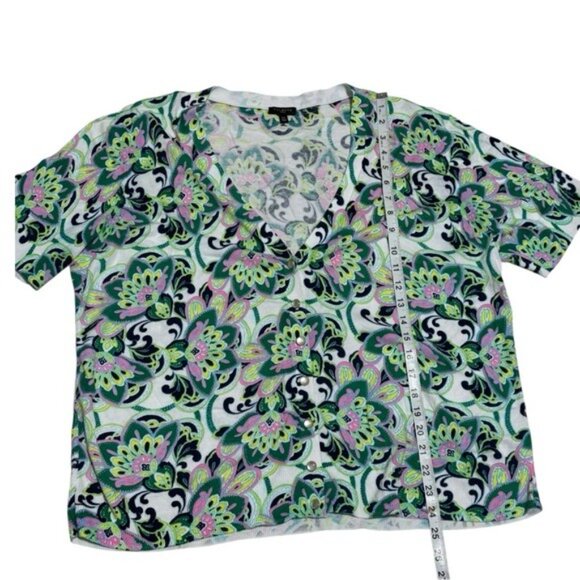 Talbots Kelly Blooming Paisley V-Neck Full Needle Cardigan Elbow Sleeve Women’s - Picture 5 of 8